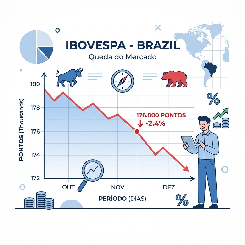 Gráfico representando a queda do Ibovespa para 176 mil pontos