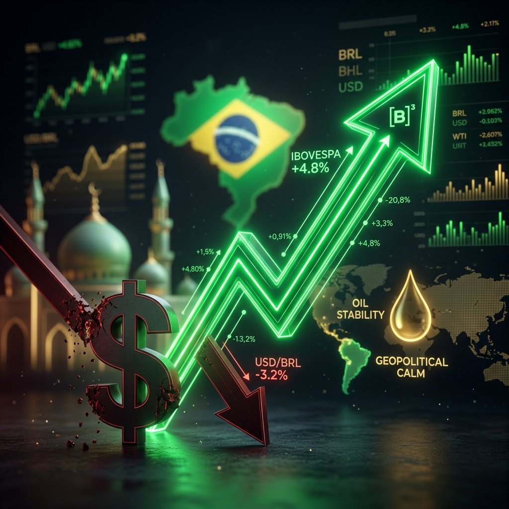 Dólar em queda e mercado comemorando alívio nas tensões